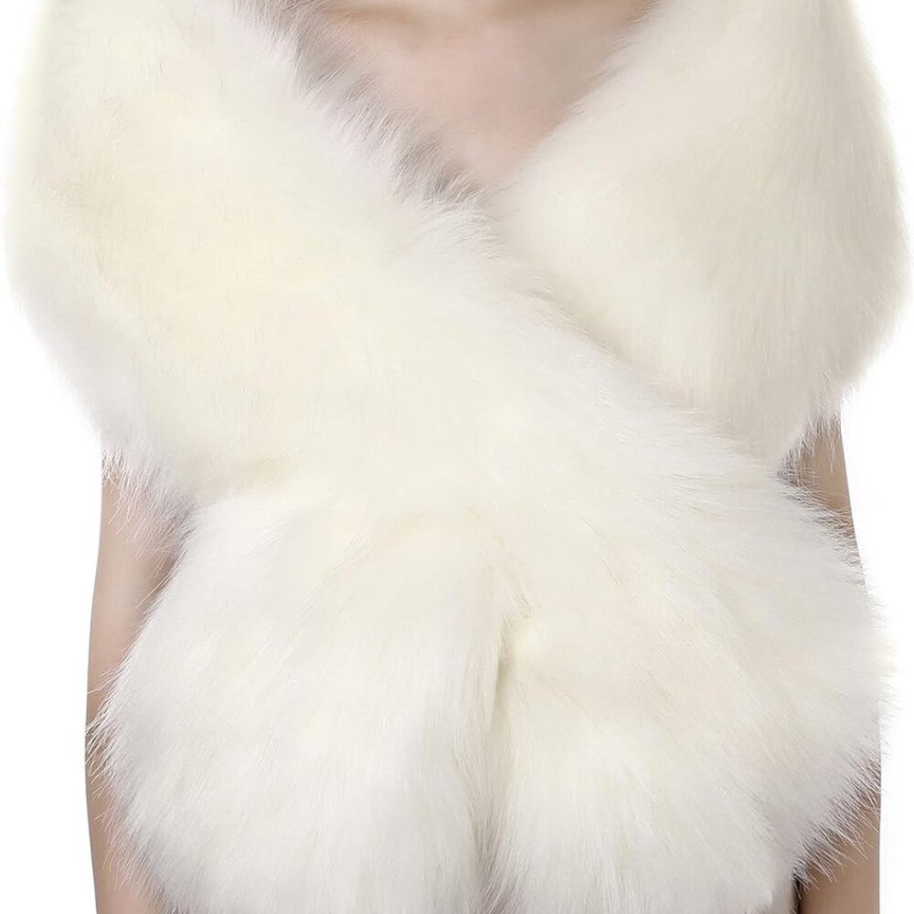 Women's Winter Fake Faux Fur Scarf Wrap Collar Shawl Shrug